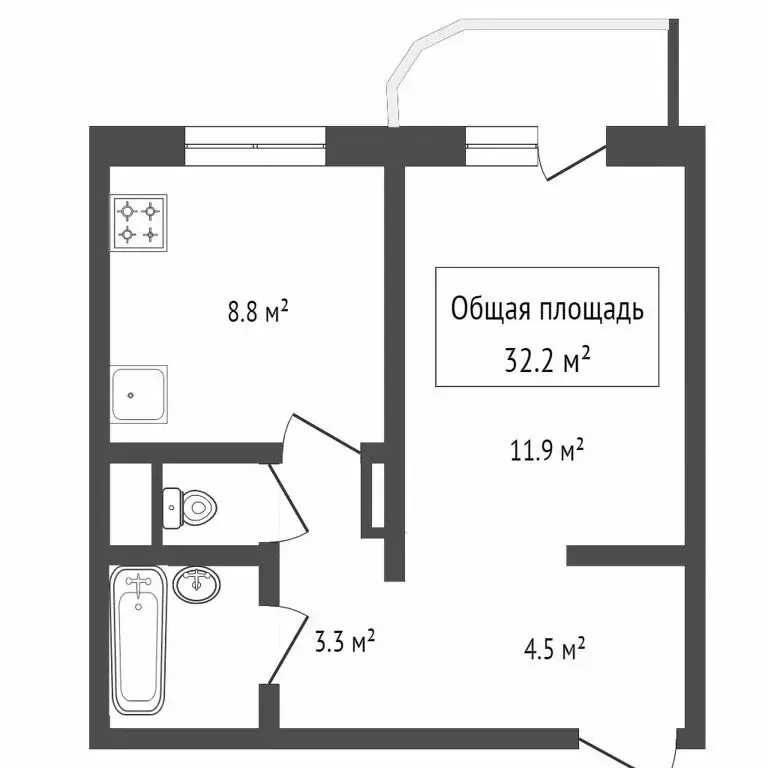 1-к кв. Новосибирская область, Новосибирск ул. Максима Горького, 95 ... - Фото 2