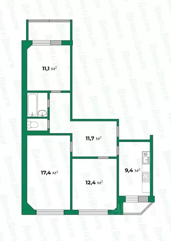 3-к кв. Кировская область, Киров Хлыновская ул., 22 (66.6 м) - Фото 0