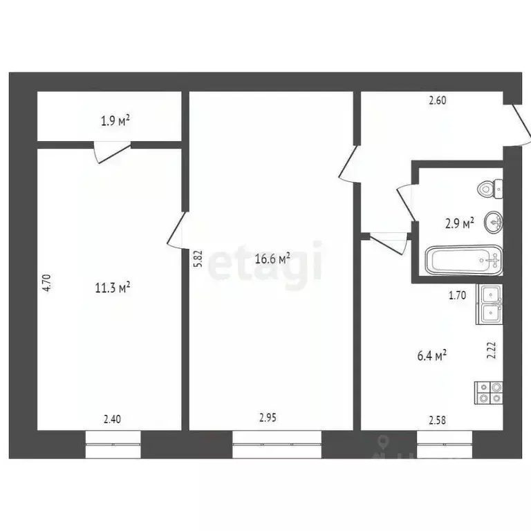 2-к кв. Ростовская область, Ростов-на-Дону Адыгейская ул., 74 (44.6 м) - Фото 1