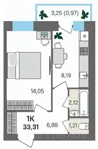 1-к кв. Пермский край, Пермский муниципальный округ, с. Култаево ул. ... - Фото 1