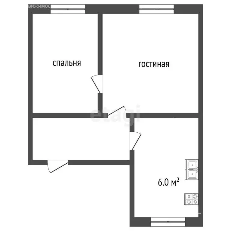 2-комнатная квартира: село Речицы, Совхозная улица, 4 (39.9 м) - Фото 1