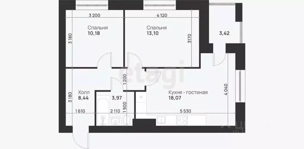 2-к кв. Тульская область, Тула Новая Тула мкр,  (57.18 м) - Фото 0
