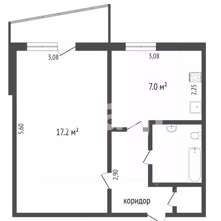 1-к кв. Тюменская область, Тюмень ул. 50 лет Октября, 54 (34.5 м) - Фото 1