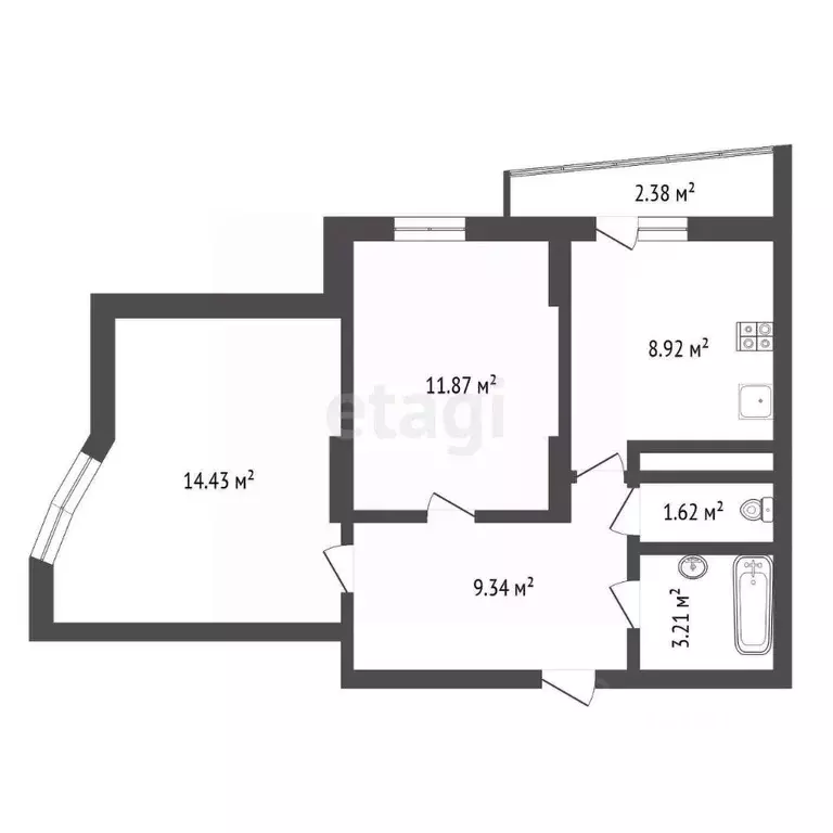 2-к кв. Воронежская область, Воронеж ул. 9 Января, 233/40 (52.3 м) - Фото 2