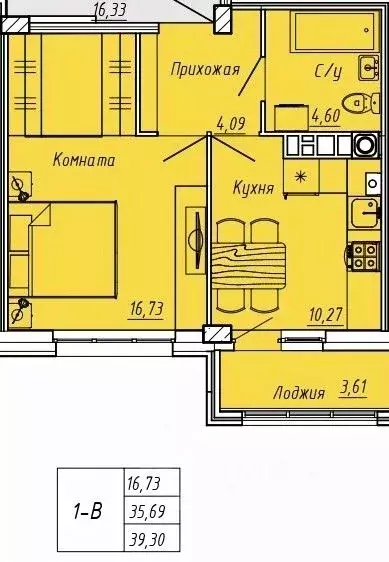 1-к кв. Ивановская область, Иваново Апрельская ул., 95 (39.3 м) - Фото 0