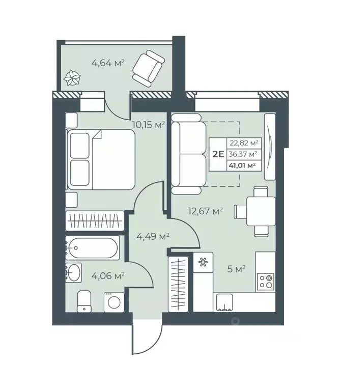 2-к кв. Нижегородская область, Выкса инженера Шухова кв-л,  (41.01 м) - Фото 1