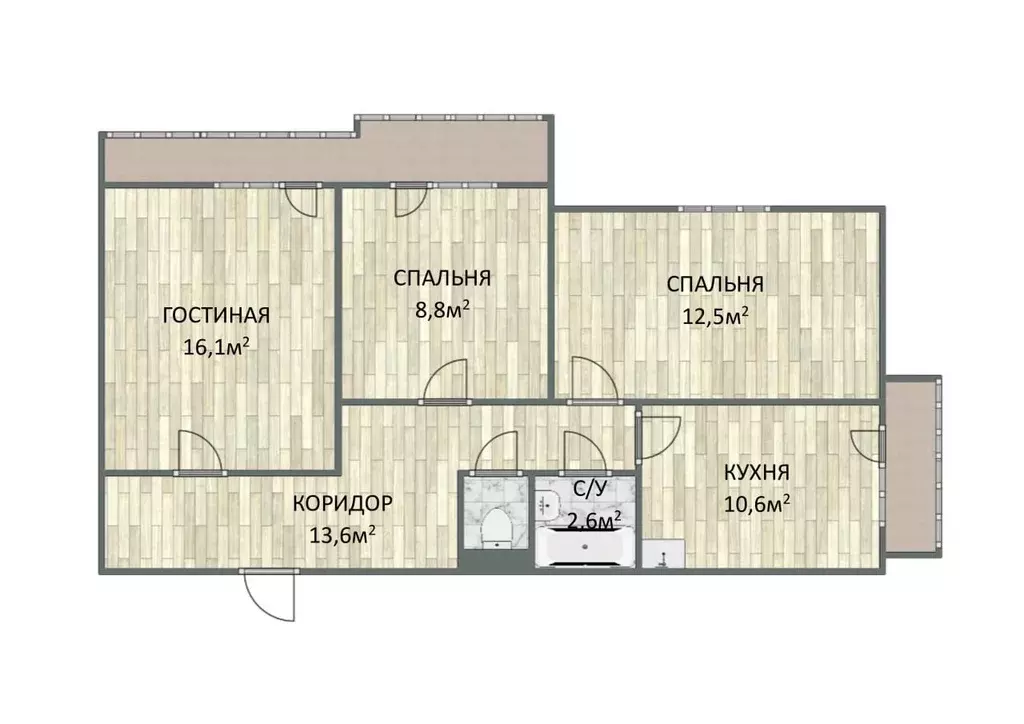 Продаётся 3-к квартира, 65.2 м - Фото 1