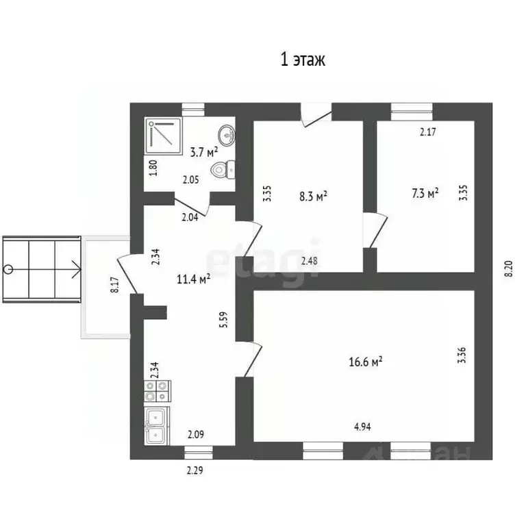 Дом в Севастополь ул. Кряжева, 3 (50 м) - Фото 2