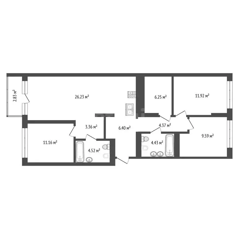 3-комнатная квартира: Тюмень, улица Василия Малкова, 10 (88.3 м) - Фото 1