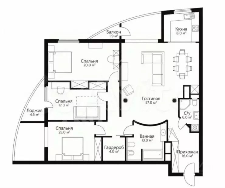 4-к. квартира, 160 м, 9/17 эт. - Фото 0