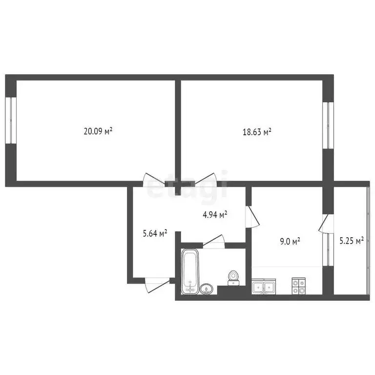 2-комнатная квартира: Челябинск, улица Руставели, 1Б (66 м) - Фото 1