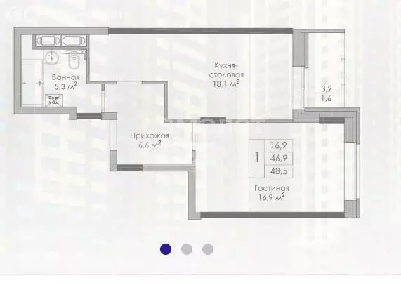 1-комнатная квартира: Липецк, Московская улица, 155 (48.5 м) - Фото 0