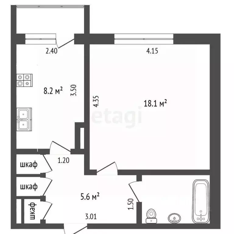 1-к кв. Ямало-Ненецкий АО, Новый Уренгой Советский мкр, 3/1 (40.0 м) - Фото 2