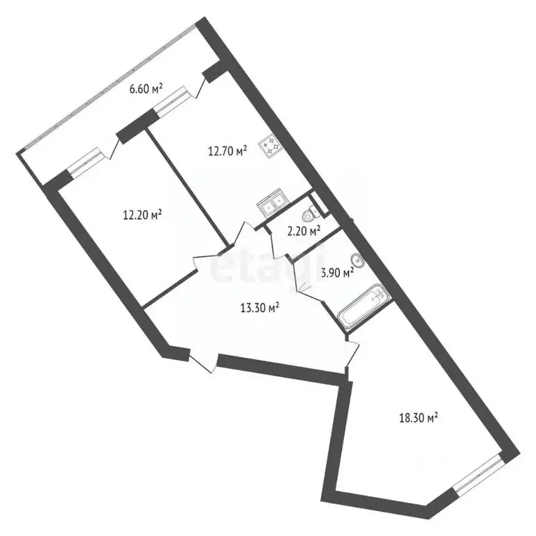 2-к кв. Санкт-Петербург ул. Парфеновская, 7к1 (62.6 м) - Фото 1