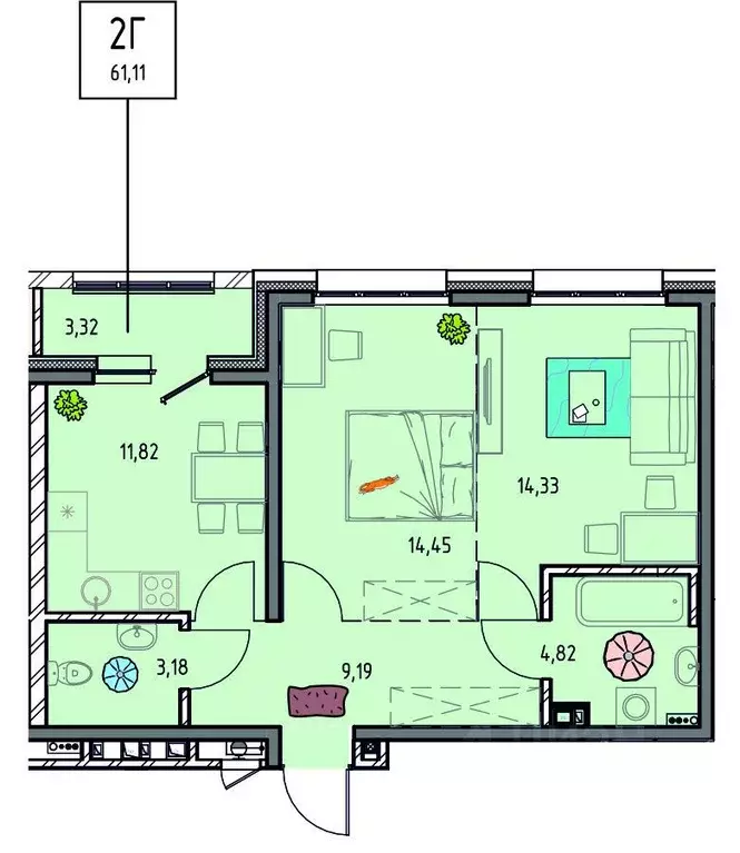 2-к кв. Иркутская область, Иркутск Правобережный округ, Лотос жилой ... - Фото 1