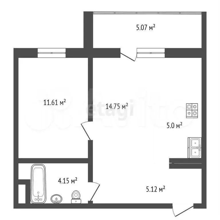 2-к. квартира, 41 м, 3/10 эт. - Фото 0