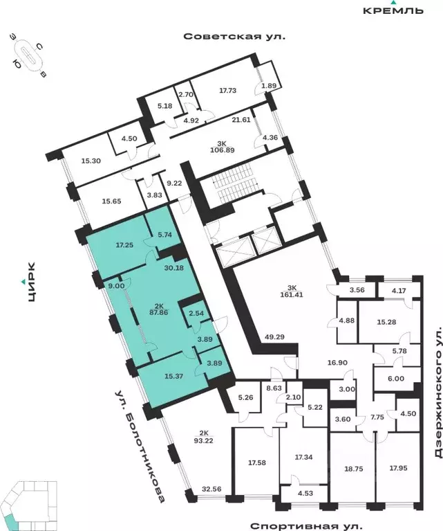 2-к кв. Тульская область, Тула ул. Болотникова, 4 (87.86 м) - Фото 2