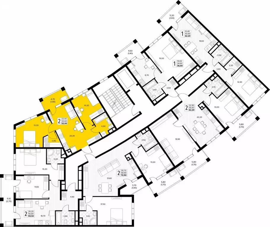 2-комнатная квартира: Сукко, жилой комплекс Кипарис (52 м) - Фото 1