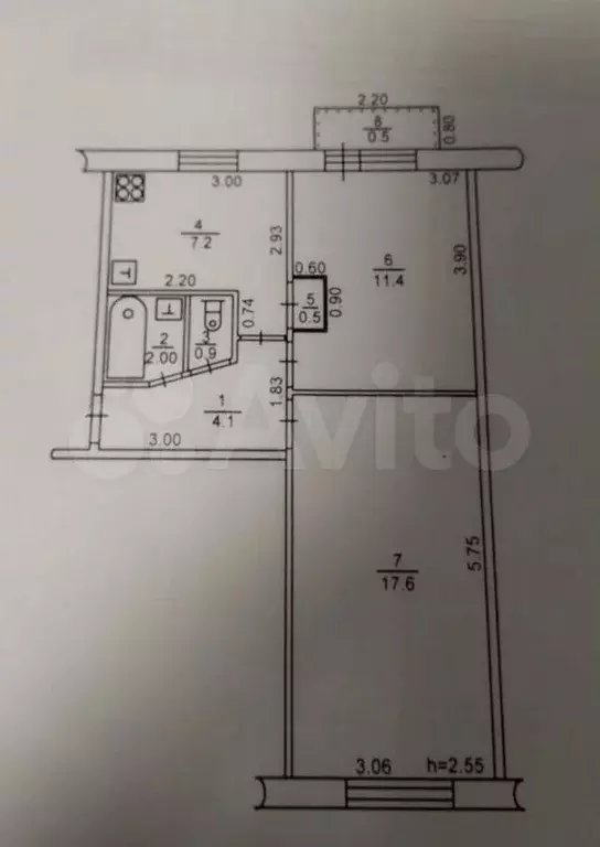 2-к. квартира, 43,7 м, 4/5 эт. - Фото 0