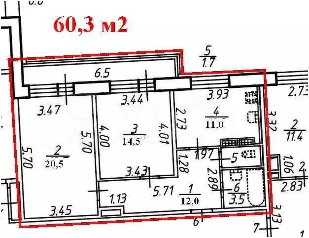 2-к. квартира, 60,5 м, 4/15 эт. - Фото 0