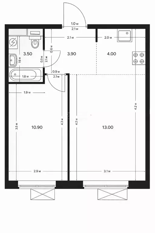 1-к кв. Московская область, Одинцово ул. Березовая, 5к2 (35.3 м) - Фото 2