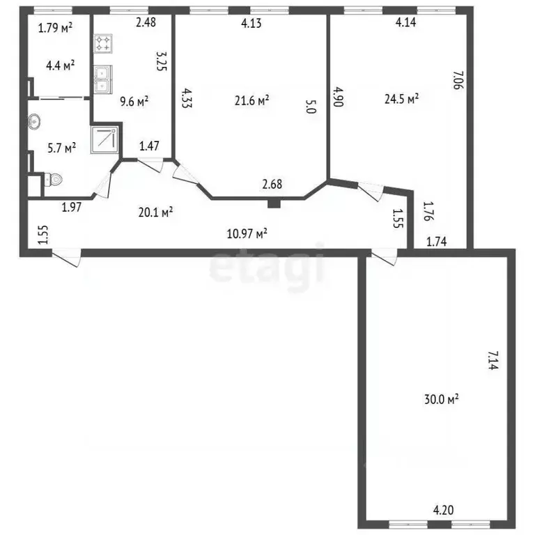 3-к кв. Санкт-Петербург ул. Академика Лебедева, 31 (116.0 м) - Фото 2
