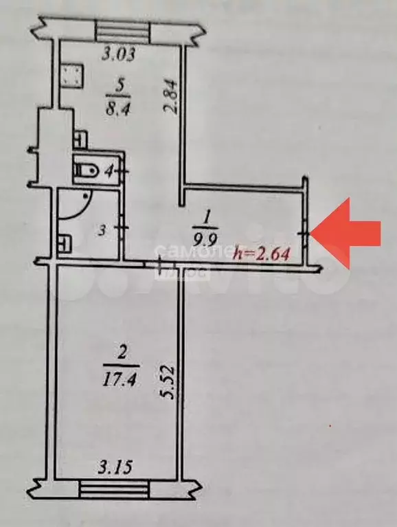 1-к. квартира, 39,3 м, 1/5 эт. - Фото 0