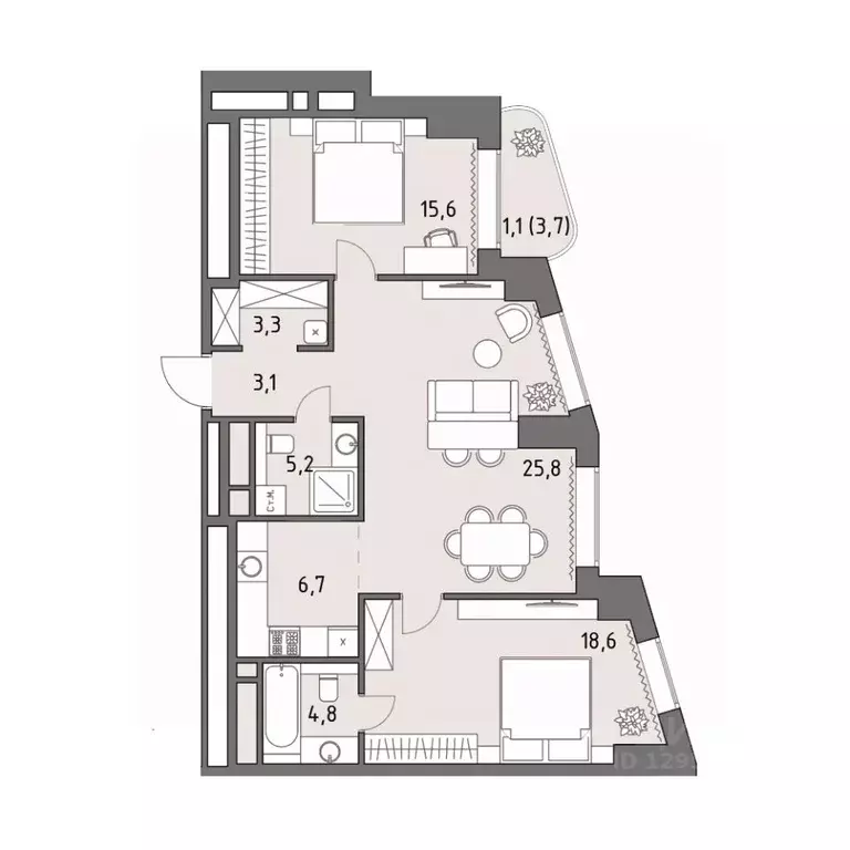 3-к кв. Москва Родина Парк жилой комплекс, к5 (84.2 м) - Фото 0