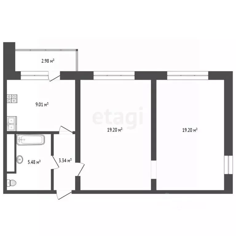 2-к кв. Тюменская область, Тюмень ул. Федюнинского, 56 (57.0 м) - Фото 2