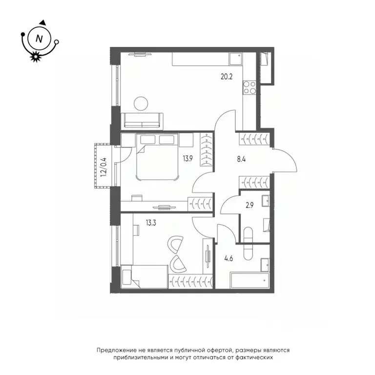 2-к кв. Омская область, Омск Зеленая река мкр, 14 (63.7 м) - Фото 0