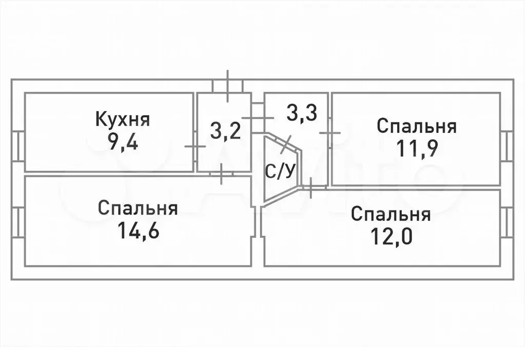 3-к. квартира, 55,5 м, 1/6 эт. - Фото 0