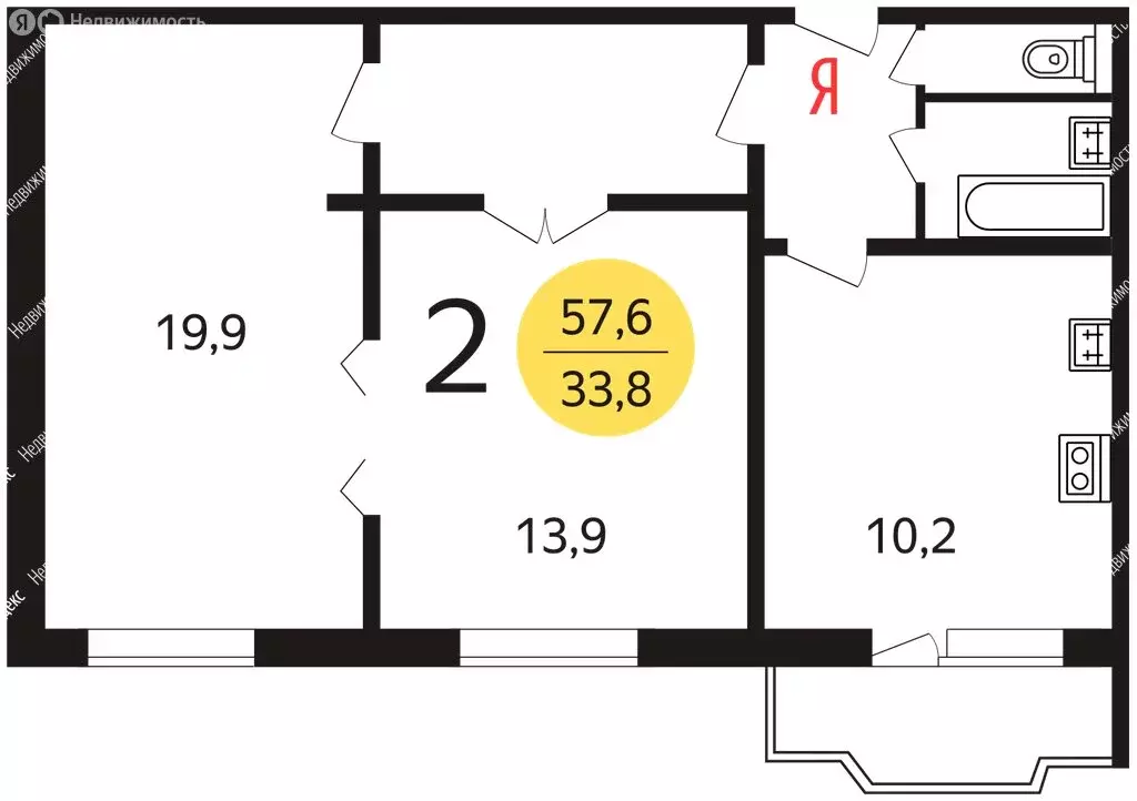 2-комнатная квартира: Москва, Перекопская улица, 34к3 (56 м) - Фото 0