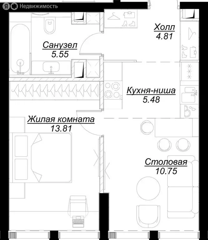 1-комнатная квартира: Москва, 4-я улица Марьиной Рощи, 12к3 (40.74 м) - Фото 0