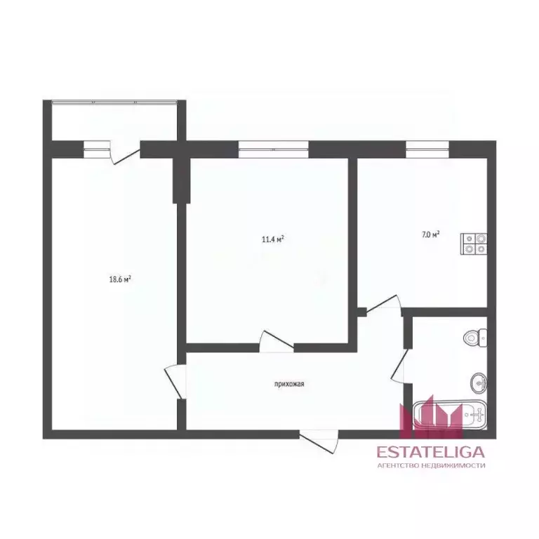 2-к кв. Москва наб. Тараса Шевченко, 3К2 (50.4 м) - Фото 2