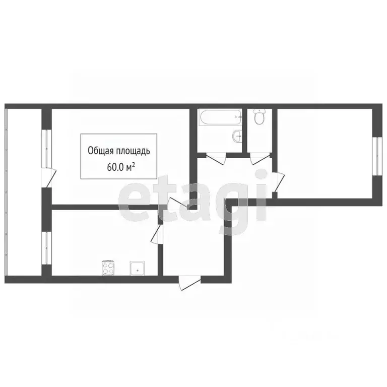 2-к кв. Томская область, Томск ул. Архитектора Василия Болдырева, 5 ... - Фото 2