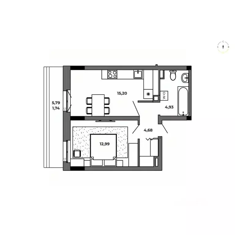1-к кв. Омская область, Омск  (39.54 м) - Фото 0