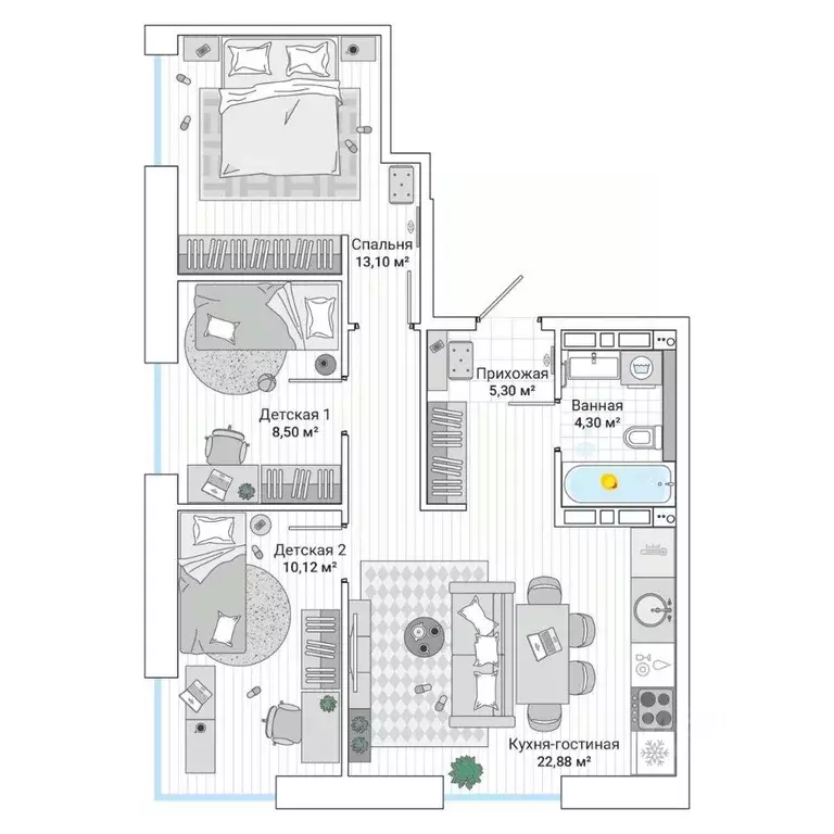 3-к кв. Приморский край, Владивосток ул. Нейбута (65.6 м) - Фото 1
