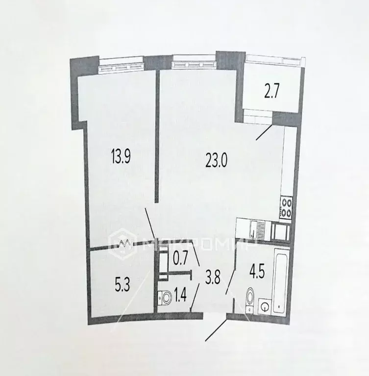 1-к кв. Санкт-Петербург Комендантский просп., 65 (51.8 м) - Фото 2