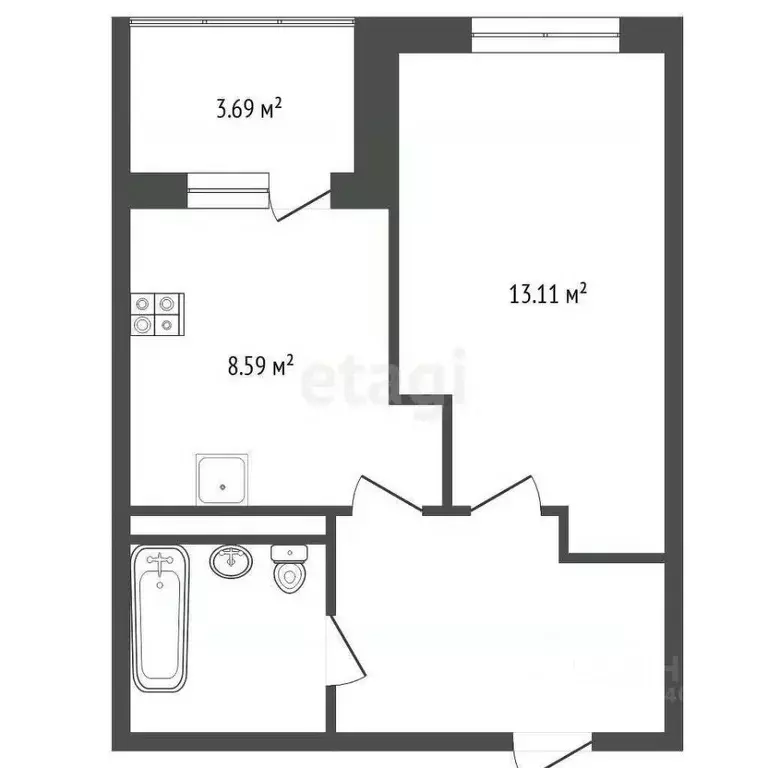1-к кв. Тюменская область, Тюмень Дамбовская ул., 29к2 (33.0 м) - Фото 2