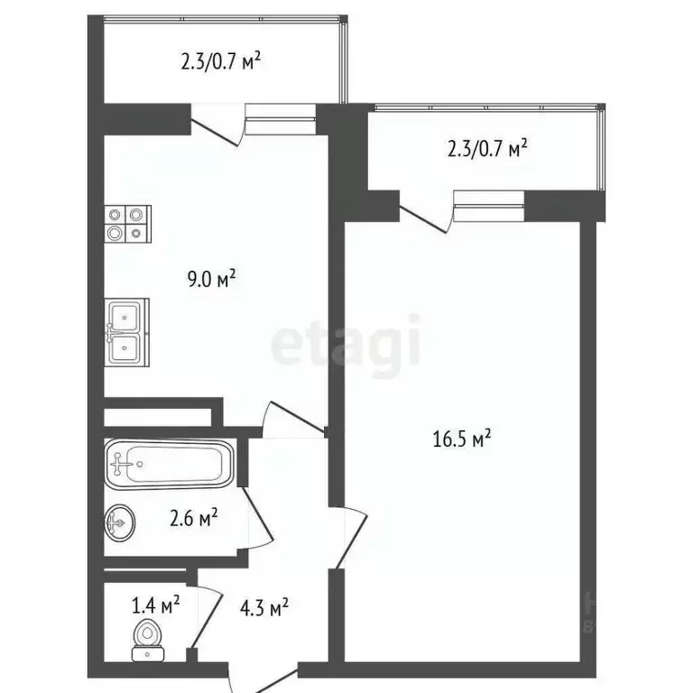 1-к кв. Вологодская область, Вологда ул. Гагарина, 82А (35.2 м) - Фото 2