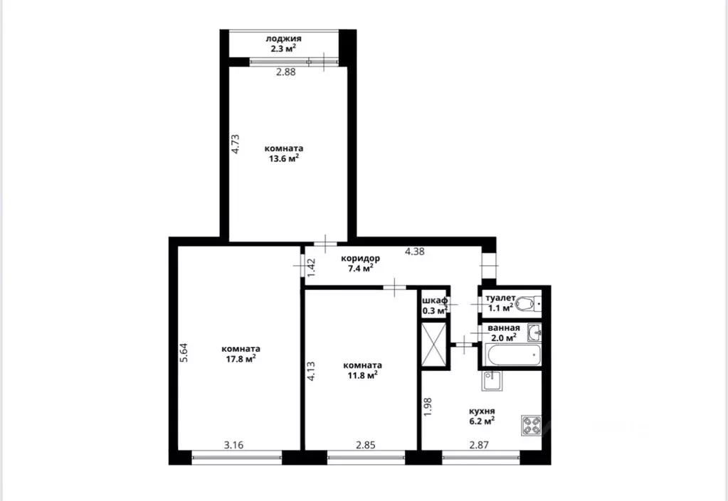 3-к кв. Санкт-Петербург аллея Поликарпова, 8к1 (60.2 м) - Фото 1