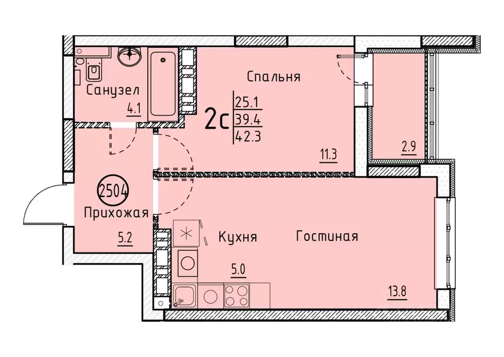 2-к кв. Саратовская область, Энгельс Энгельс-9 мкр,  (42.3 м) - Фото 0