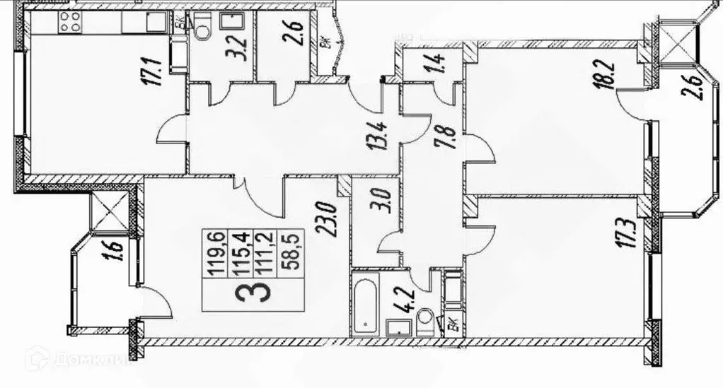 Продаётся 3-к квартира, 117 м - Фото 1