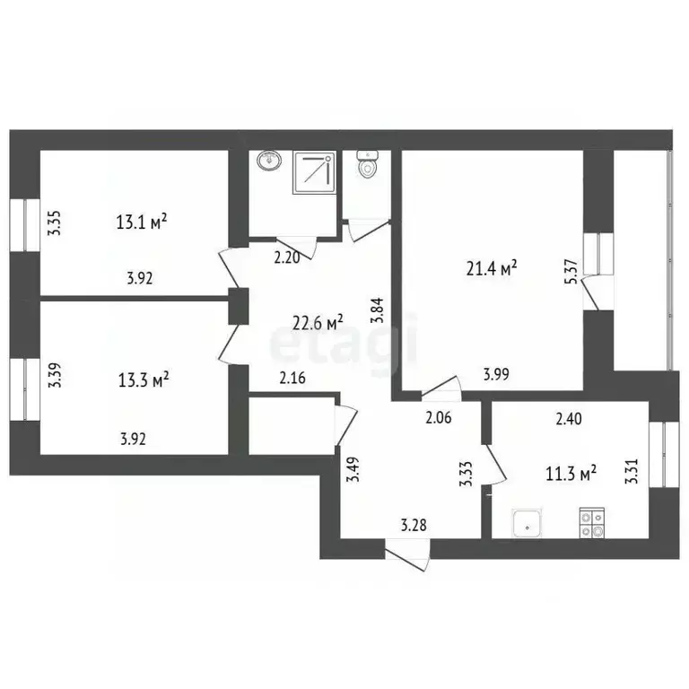 3-к кв. Марий Эл, Медведевский район, Кундышское с/пос, пос. ... - Фото 2