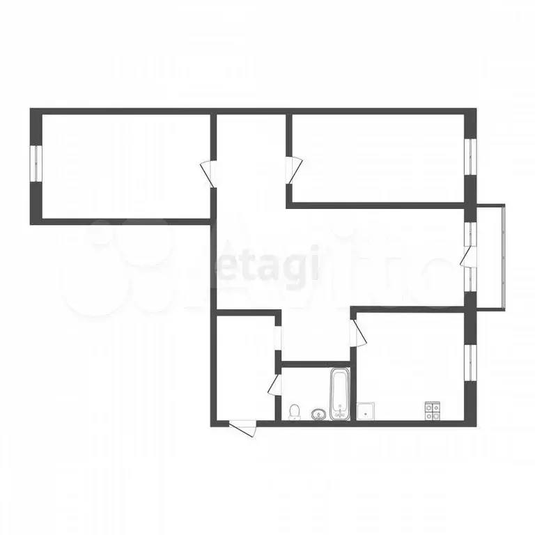 3-к. квартира, 57,9 м, 4/5 эт. - Фото 0