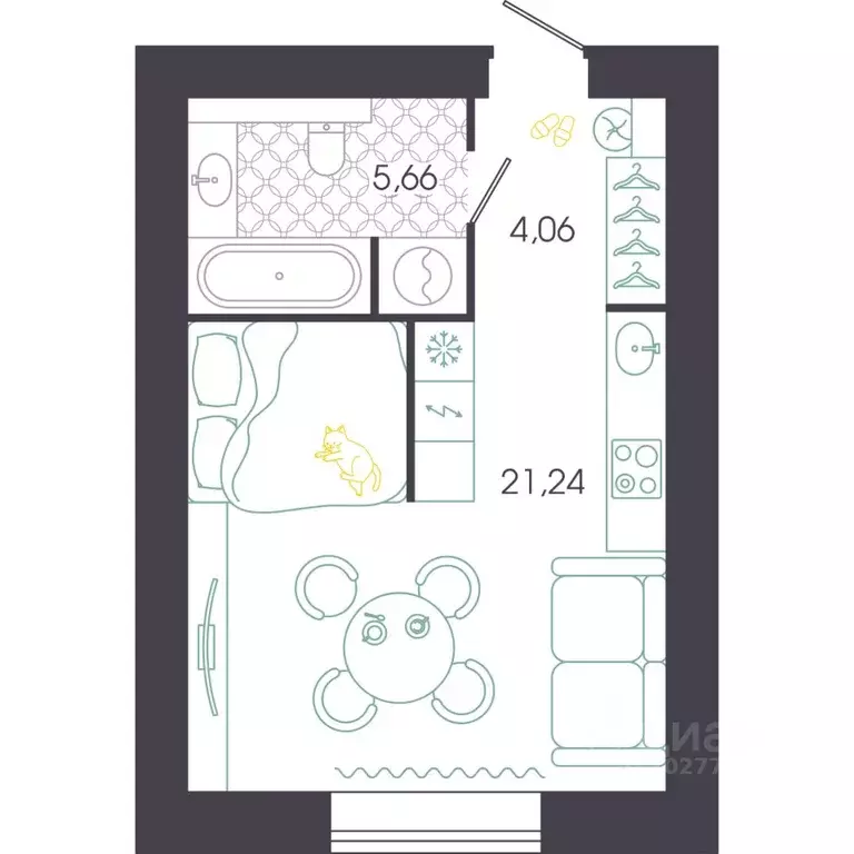 Студия Пензенская область, Пенза Колышлейская ул., 7 (30.96 м) - Фото 1