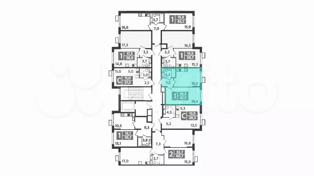 1-к. квартира, 40,7 м, 6/9 эт. - Фото 1