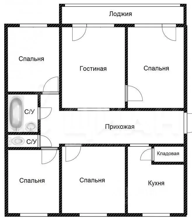 5-к кв. Тульская область, Тула Пролетарская ул., 22 (96.0 м) - Фото 1