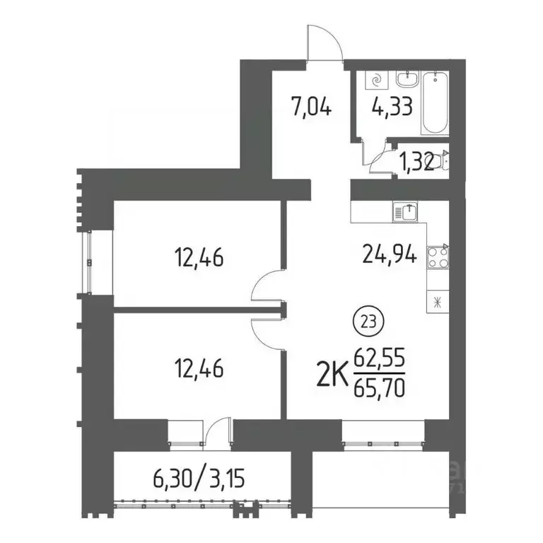 3-к кв. Томская область, Томский район, д. Кисловка, Северный мкр ул. ... - Фото 1