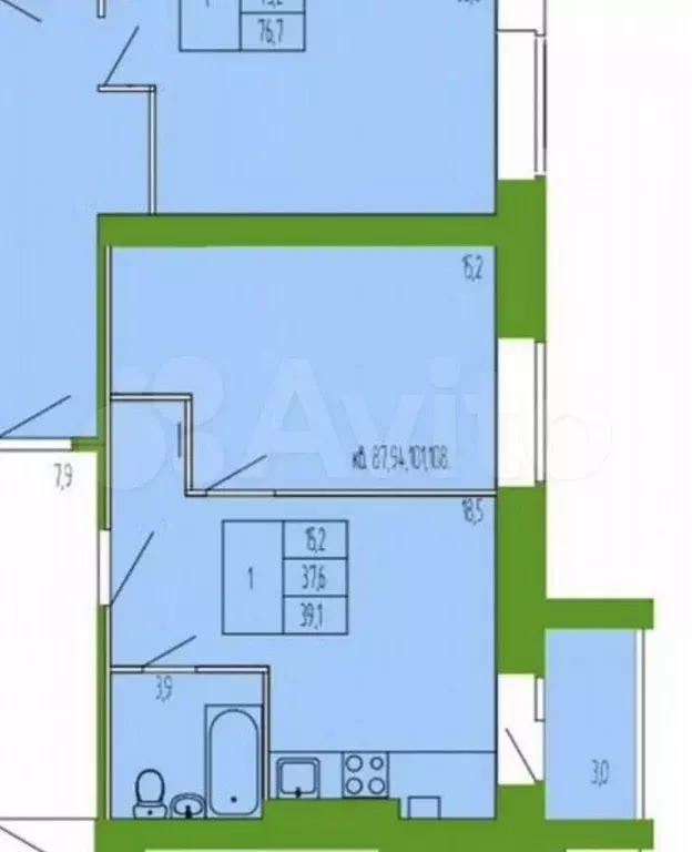1-к. квартира, 40 м, 3/9 эт. - Фото 0
